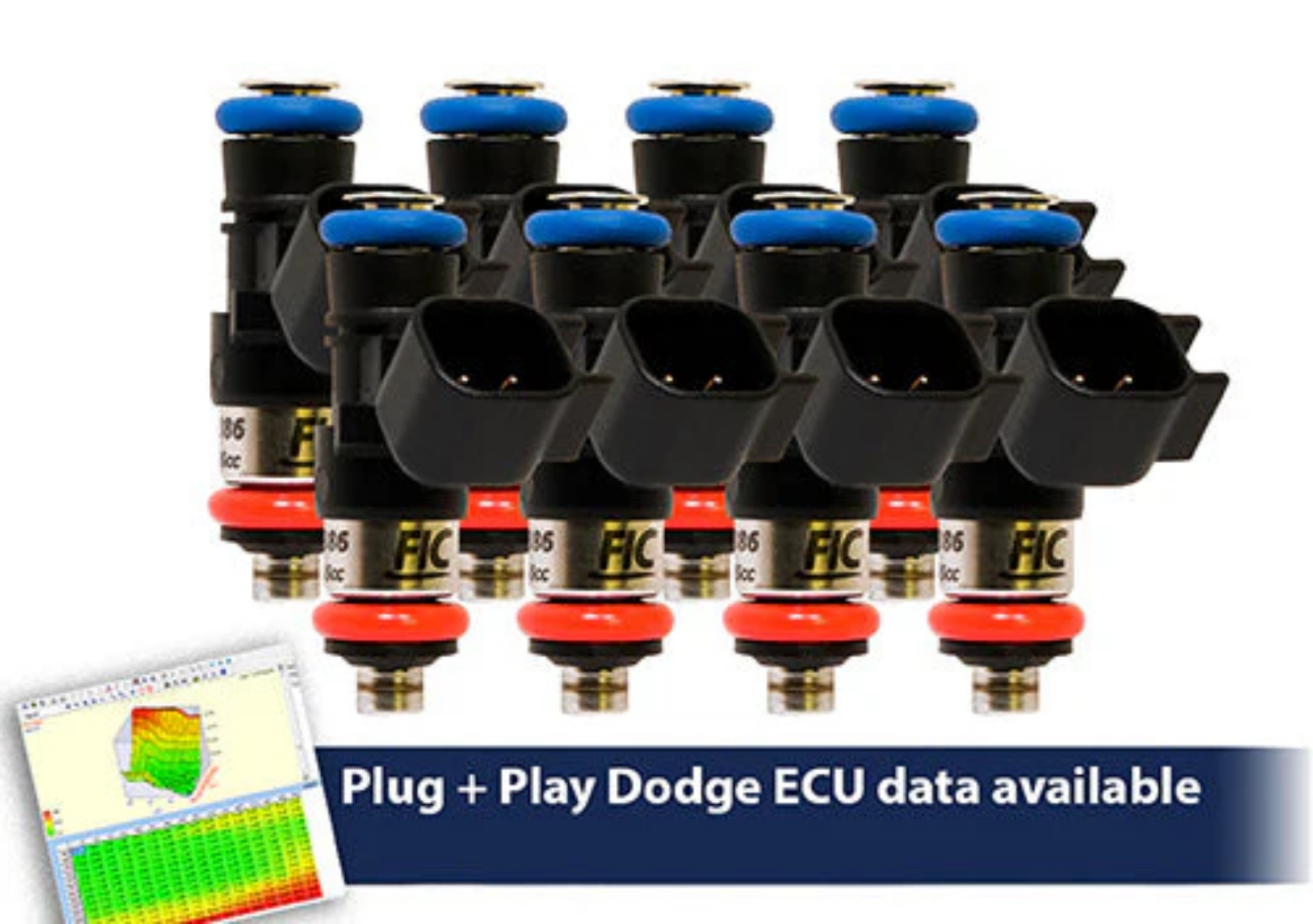 Picture of 850cc (85 lbs/hr at OE 58 PSI fuel pressure) FIC Fuel Injector Clinic Injector Set for Dodge Hemi Gen 1-4 Whipple Supercharger(High-Z)
