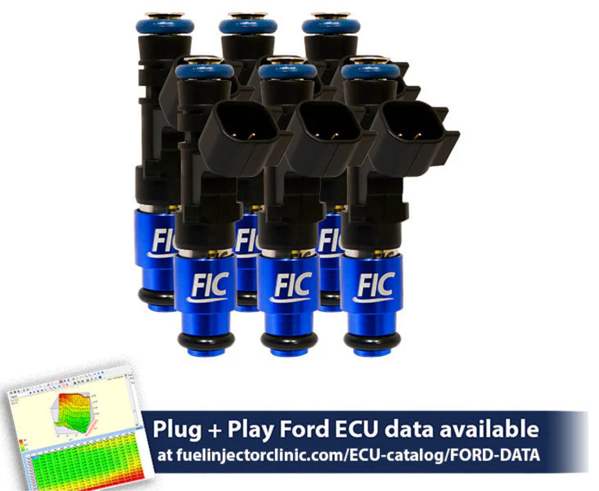Picture of 775cc (74 lbs/hr at 43.5 PSI fuel pressure) FIC Fuel Injector Clinic Injector Set for Ford Falcon XR6T (BA/BF)