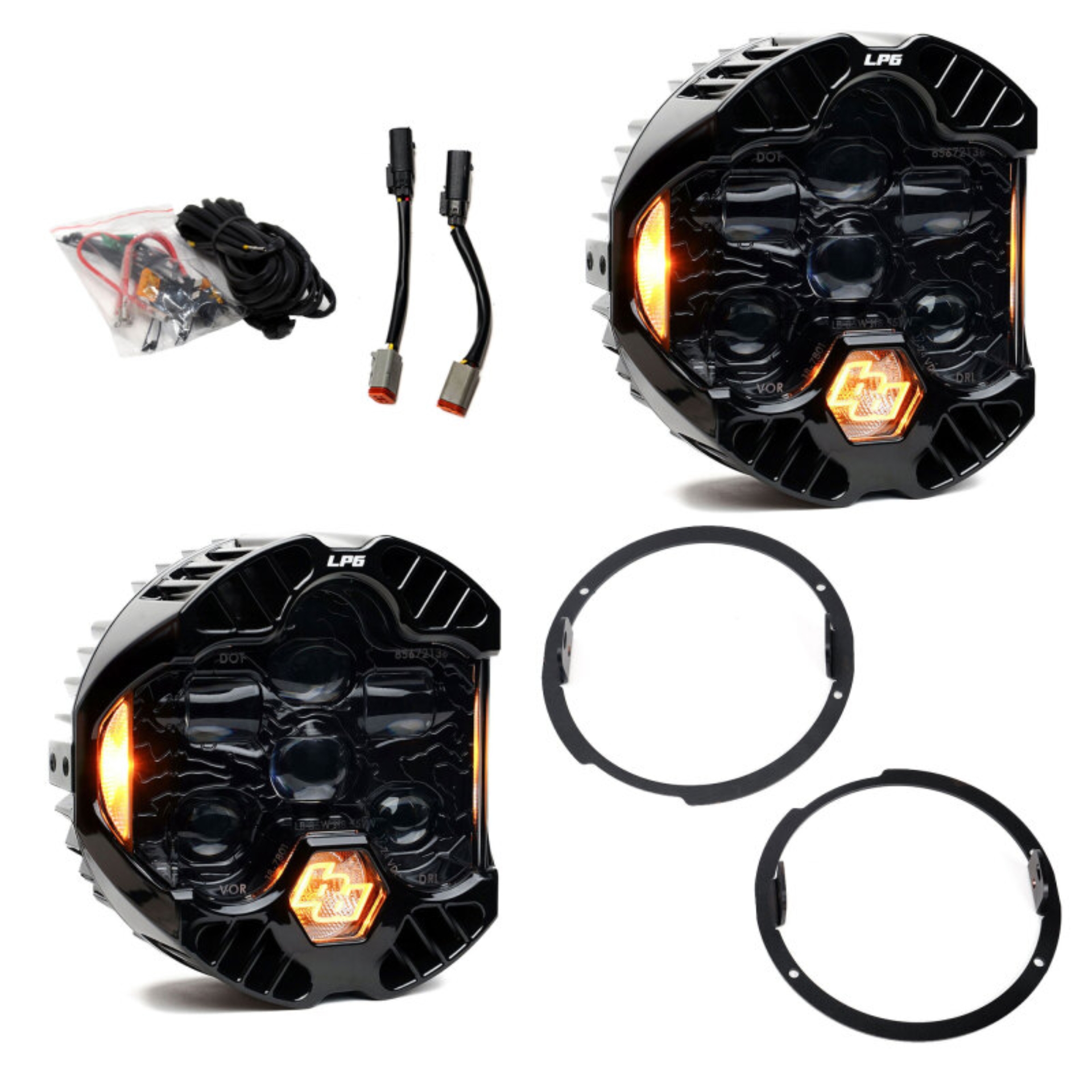 Picture of Baja Designs 07-18 Jeep Wrangler JK DOT LP6 LED Headlight Kit (For LED Headlights)- Amber