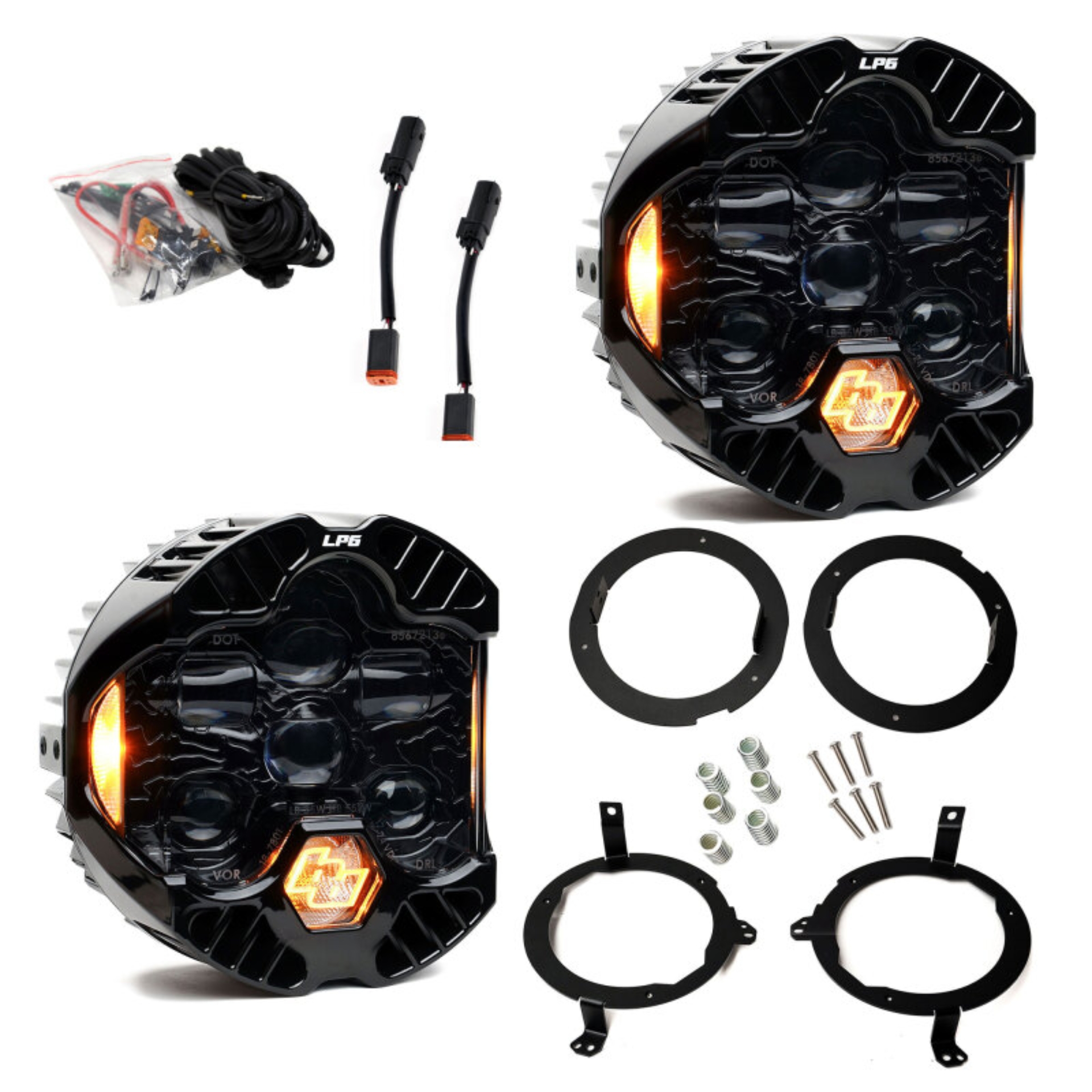Picture of Baja Designs 18-25 Jeep Wrangler JL/20-25 Gladiator JT (w/Halogen) DOT LP6 LED Headlight Kit - Amber