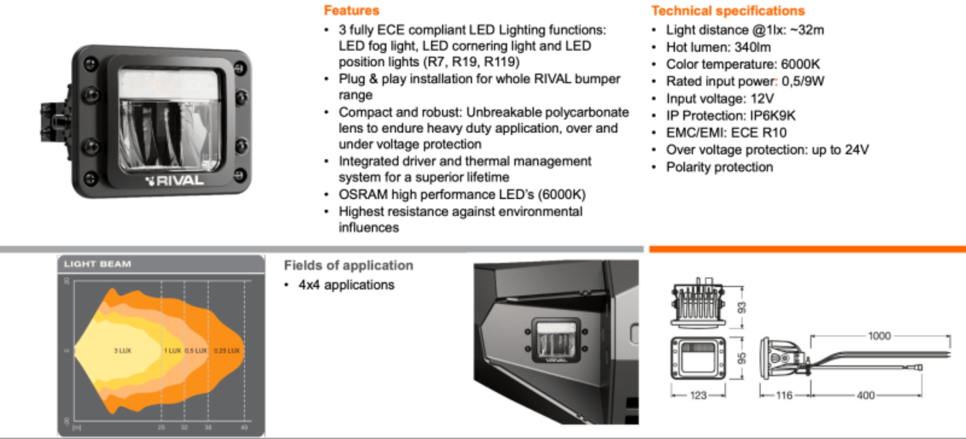 Picture of Rival Premium 3-Function LED Lights (Set of 2)