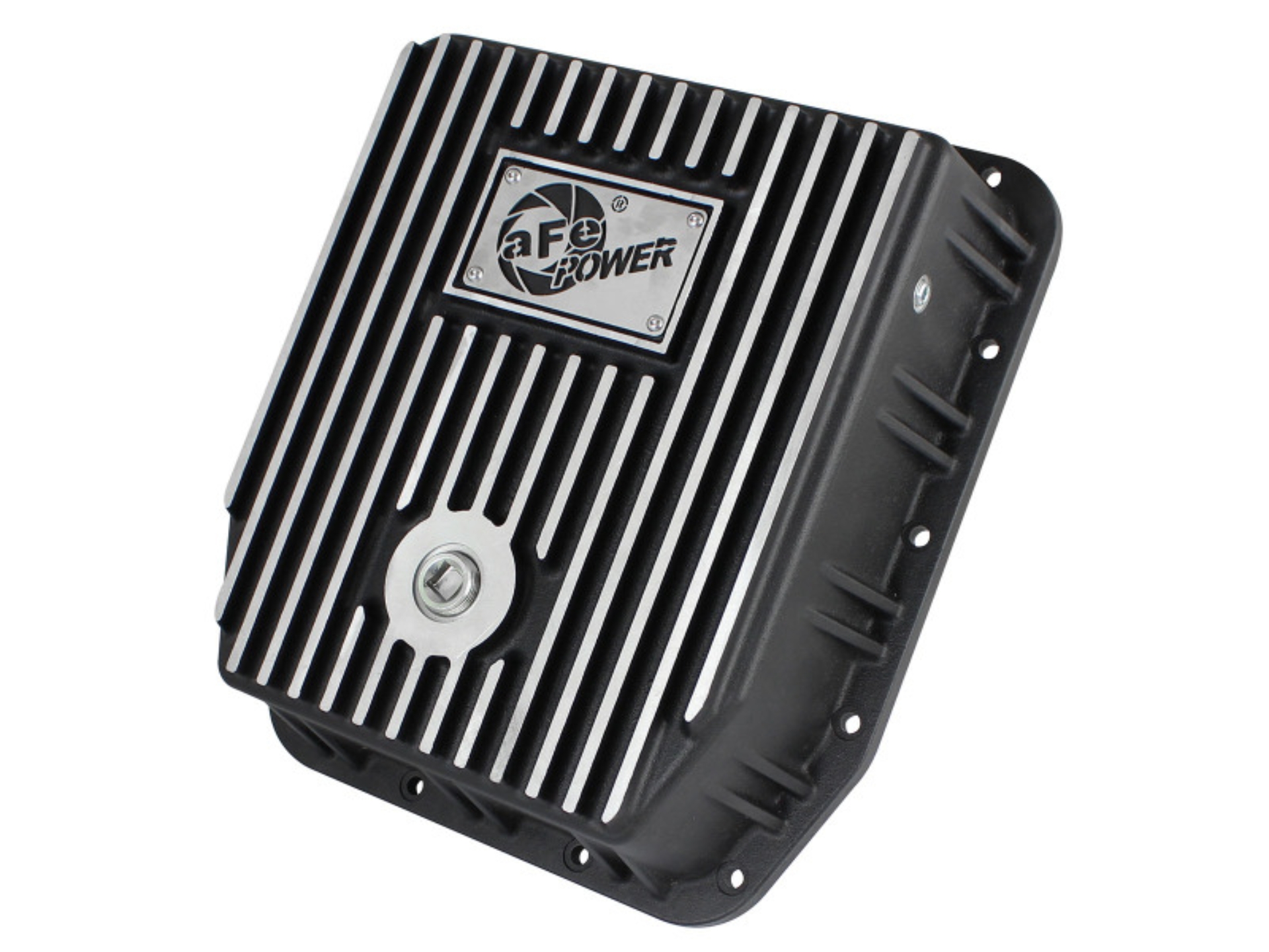 Picture of aFe POWER Transmission Pan Ford Trucks 80-92 (AOD Transmission)- Black w/ Machined Fins
