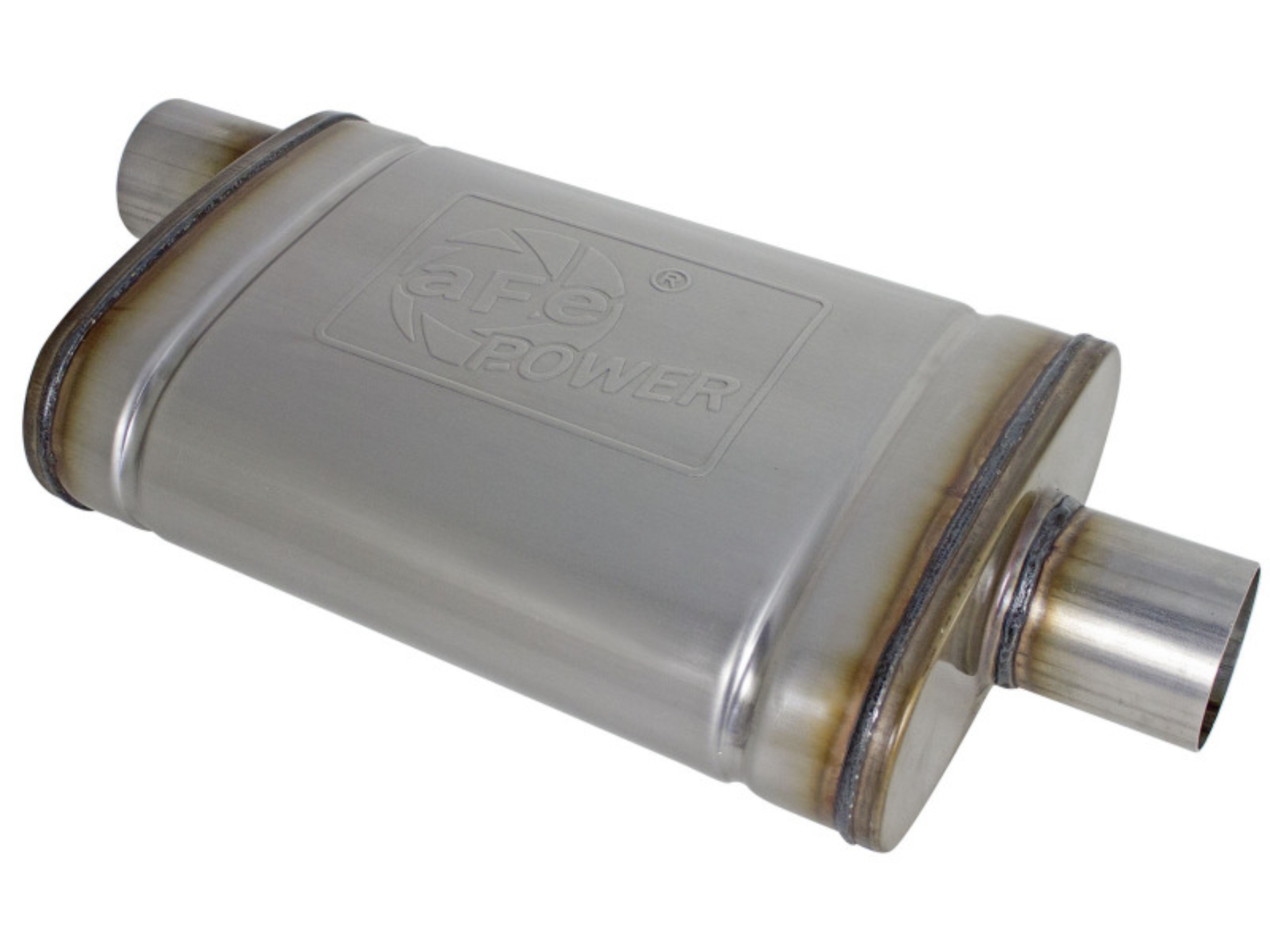 Picture of aFe MACH Force-Xp Muffler 2-1/2 IN ID Offset/Center x 9 IN W x 4 IN H x 14 IN L - Oval Body