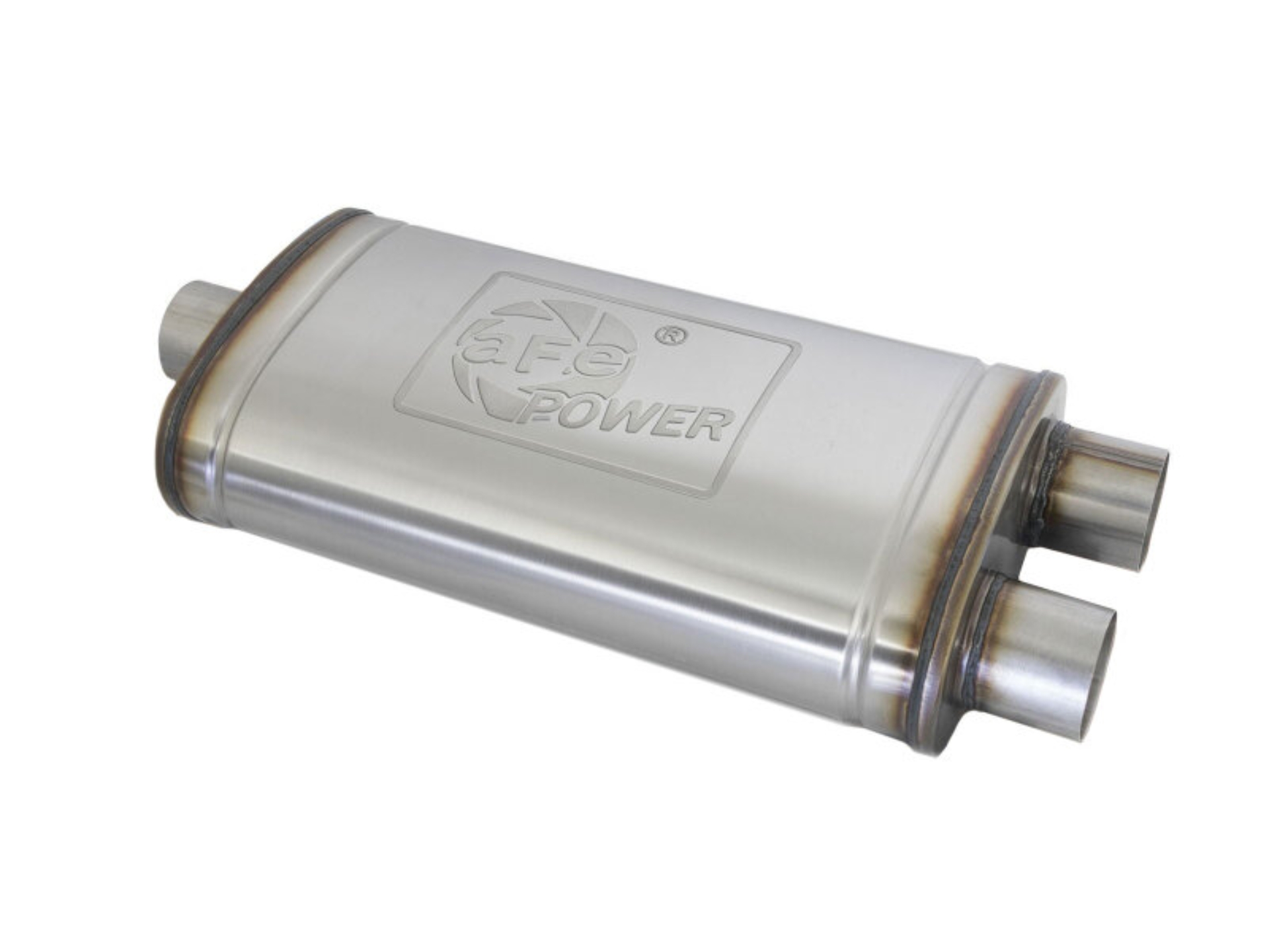 Picture of aFe MACH Force-Xp Muffler 3 IN ID Center/Dual-Outlet x 11 IN W x 6 IN H x 22 IN L - Oval Body