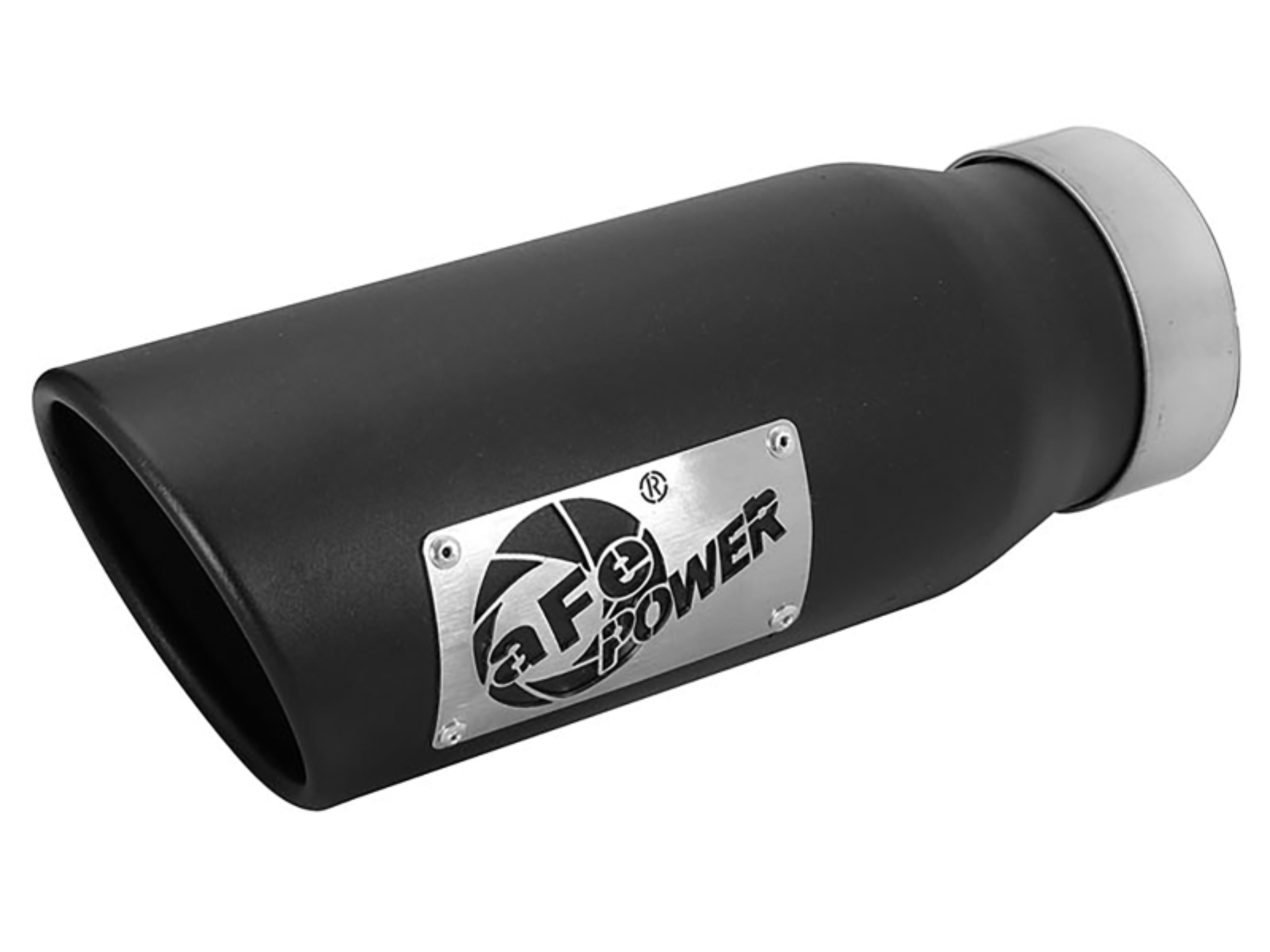 Picture of aFe MACH Force-Xp Universal Exhaust Tip 3-1/2ININ x 4-1/2IN Outlet x 12IN Black Left Side Exit