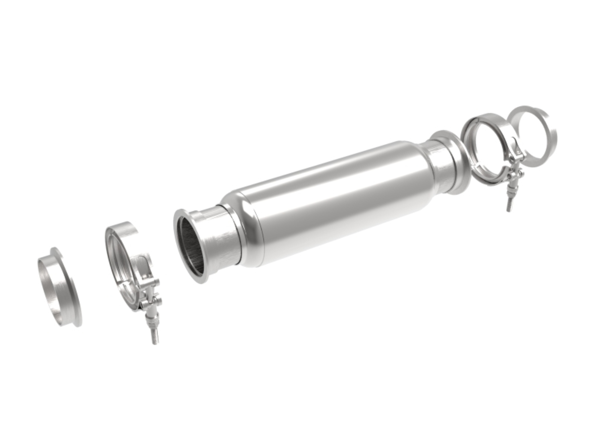 Picture of aFe MACH Force-Xp Resonator 3 IN Inlet/Outlet x 4 IN Dia. x 12 IN Body x 16 IN Overall Length