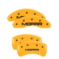 Picture of MGP 4 Caliper Covers Engraved Front & Rear MOPAR Yellow finish black ch