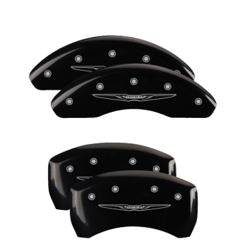Picture of MGP 4 Caliper Covers Engraved Front & Rear Style 2/Chrysler Wing Black finish silver ch