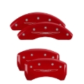 Picture of MGP 4 Caliper Covers Engraved Front & Rear Style 2/Chrysler Wing Red finish silver ch