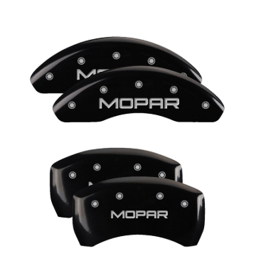 Picture of MGP 4 Caliper Covers Engraved Front & Rear MOPAR Black finish silver ch