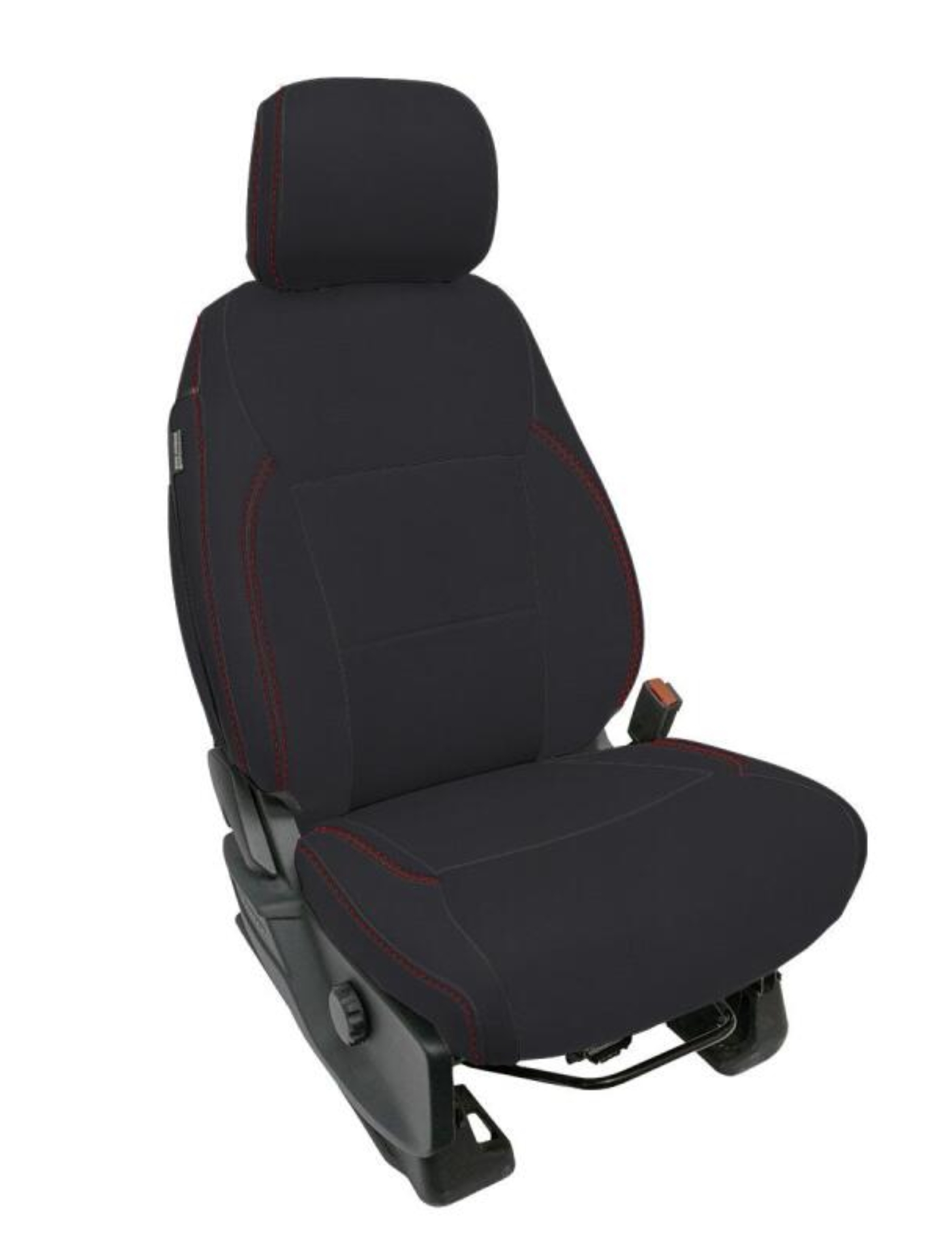 Picture of PRP 2021+ Ford 150/ 2023+ SuperDuty Front Seat Covers (Pair) - Black w/ Red Stich