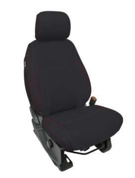 Picture of PRP 2021+ Ford 150/ 2023+ SuperDuty Front Seat Covers (Pair) - Black w/ Red Stich