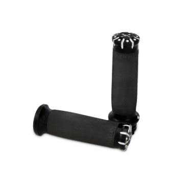 Picture of Burly Brand 82-17 H-D Dual Cable Set Hawk Billet Handle Grip Set - Black Machined