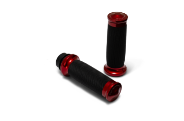 Picture of Performance Machine 08-23 Touring, 16-24 Softail TBW Contour Handle Grip Set - Red
