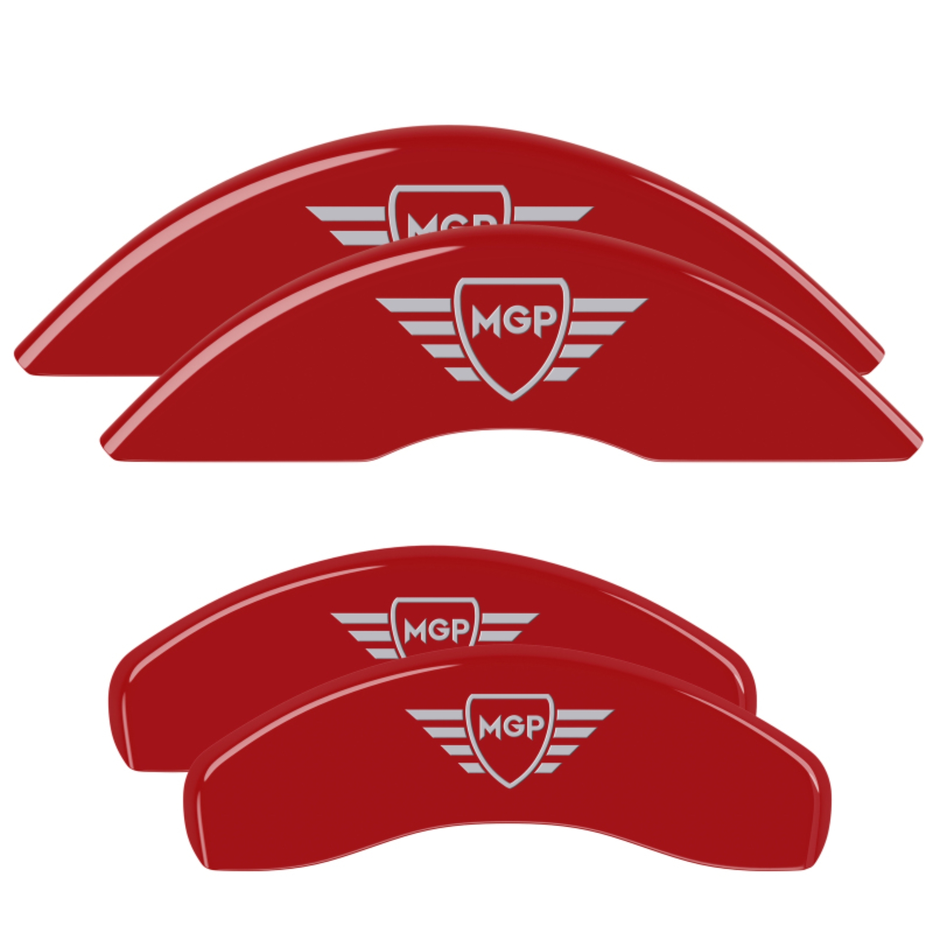 Picture of MGP 4 Caliper Covers Front and Rear 21-23 Kia Sorento Powder Coat Finish - Red w/ Silver Characters