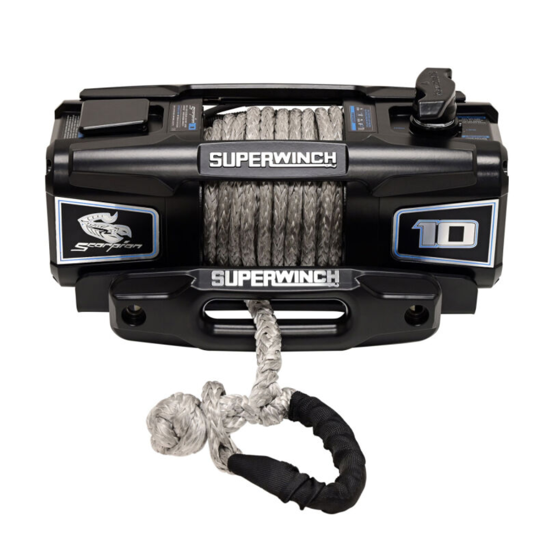 Picture of Superwinch 10000 LBS 12V DC 3/8in x 54ft Synthetic Rope Scorpion 10000SR Winch - Black Powdercoat