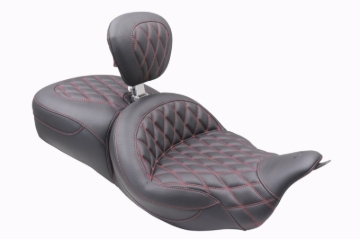 Picture of Mustang 08-25 Harley FL Touring Rd King Sp, Rd Glide Ltd, Dble Diamond ST Backrest - Black/AB
