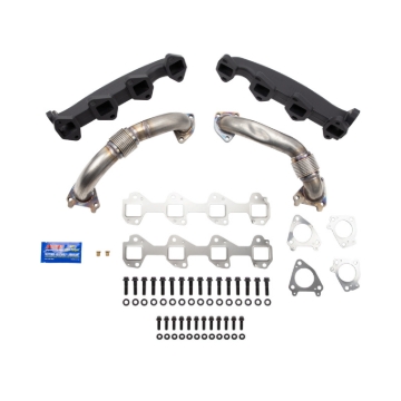 Picture of Wehrli 01-04 Duramax LB7 Billet Exhaust Manifold & SS Up Pipes w/ Gaskets and ARP Hardware