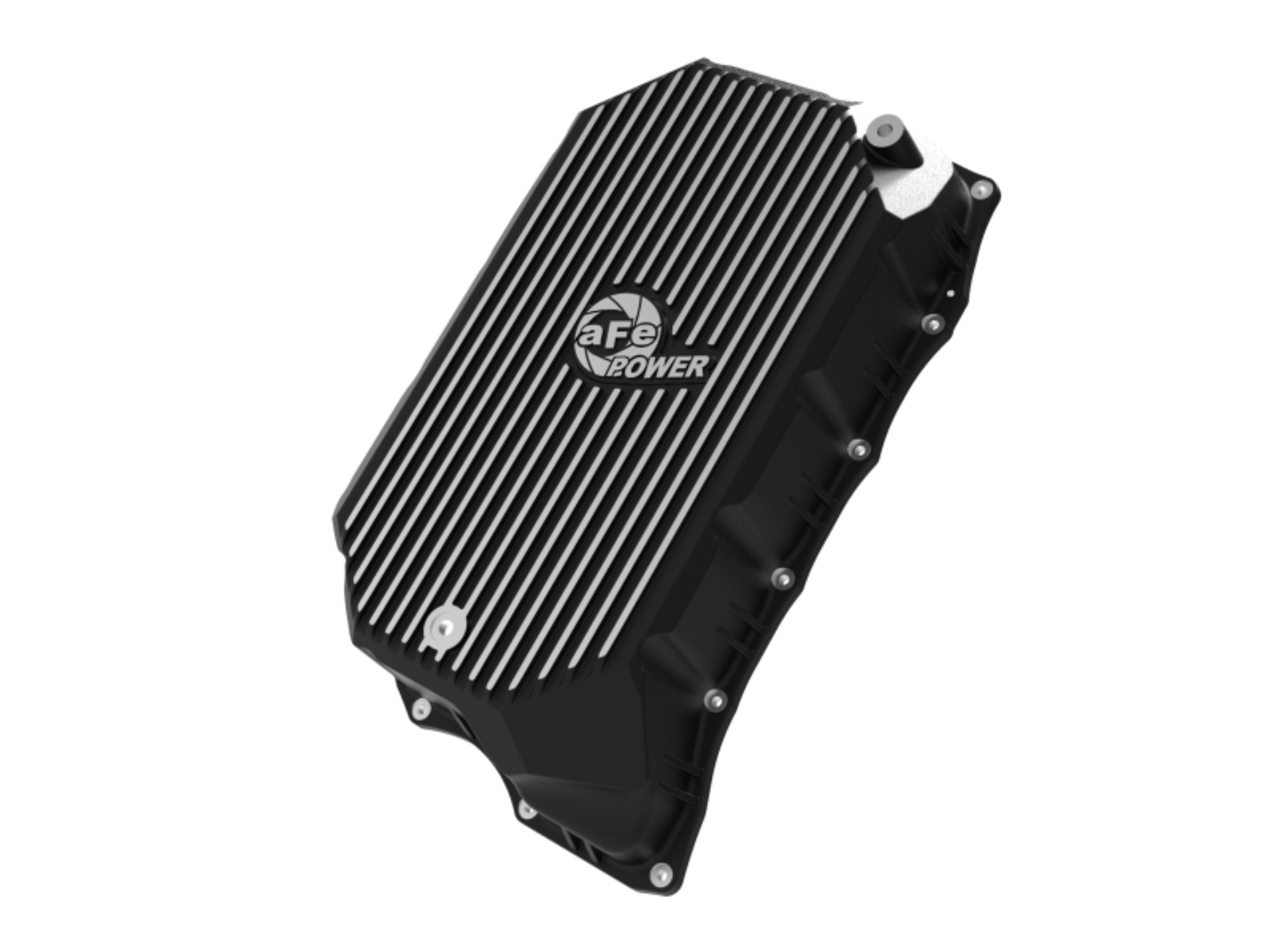 Picture of aFe 20-25 GM Diesel V8-6.6L L5P Transmission Pan w/ Machined Fins - Black
