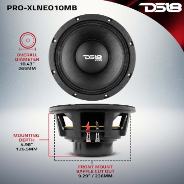 Picture of DS18 10in 1000 Watts RMS 8 ohm Neodymium Mid-Bass Loudspeaker