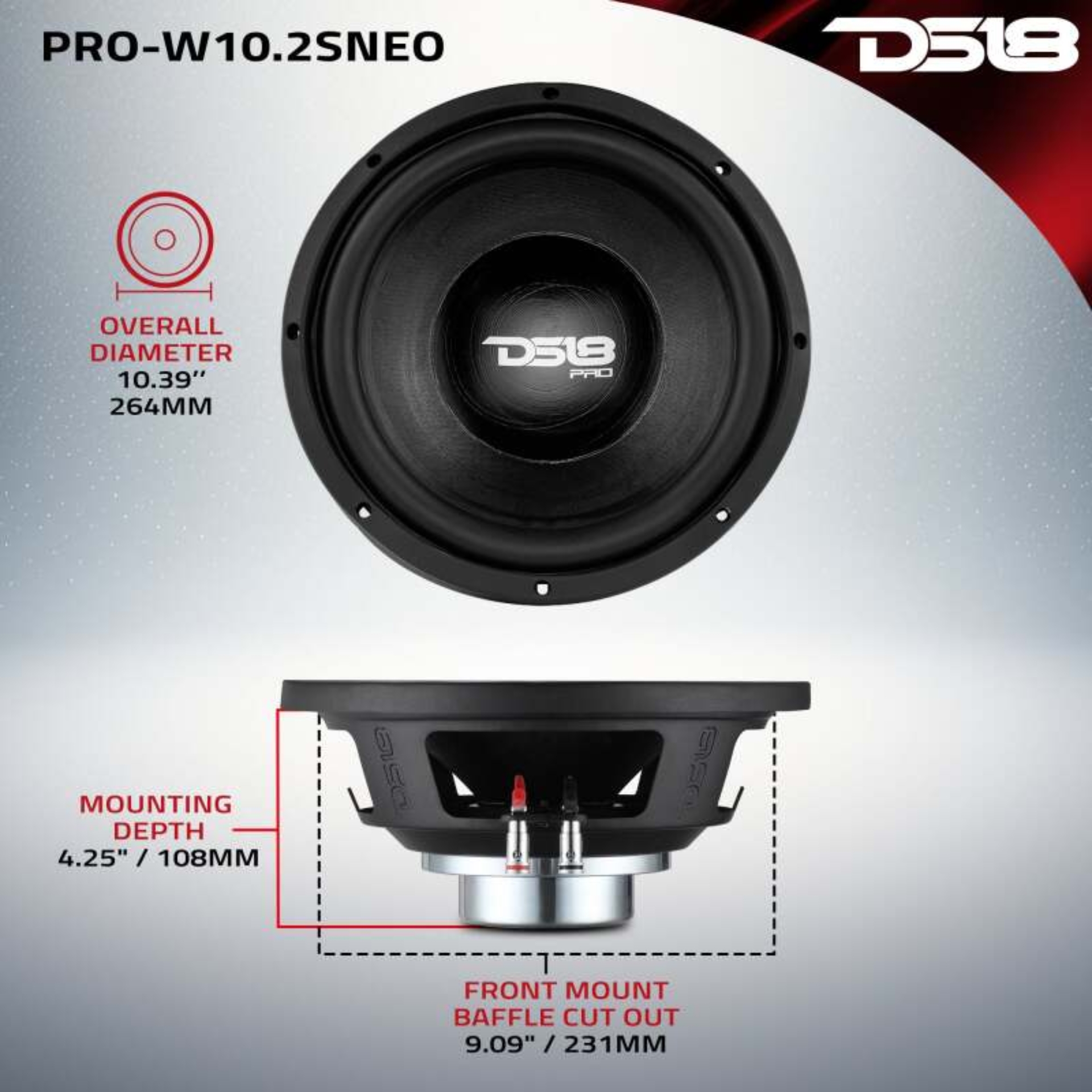 Picture of DS18 10in 350 Watts RMS 4 ohm Neodymium Cone Woofer
