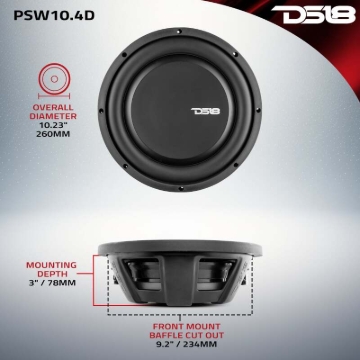 Picture of DS18 10in 500 Watts RMS 4 ohm DVC Shallow Mount Water Resistant Subwoofer