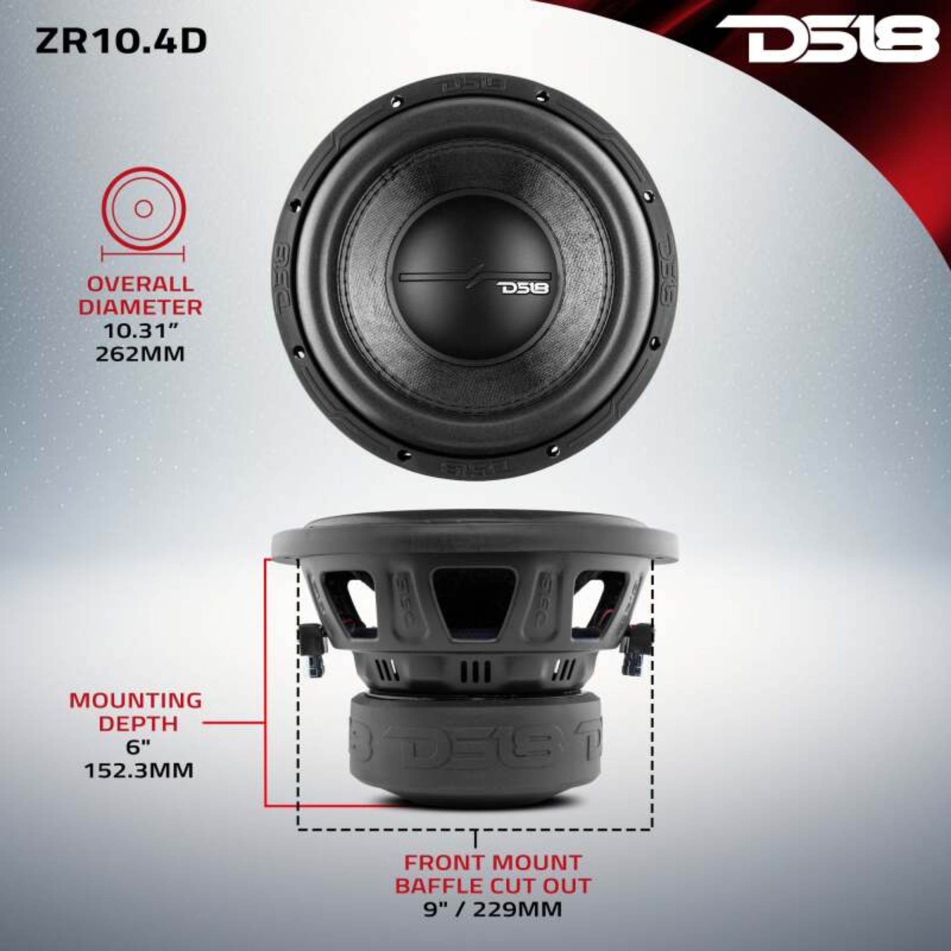 Picture of DS18 10in 700 Watts RMS 4 ohm DVC ZR Subwoofer