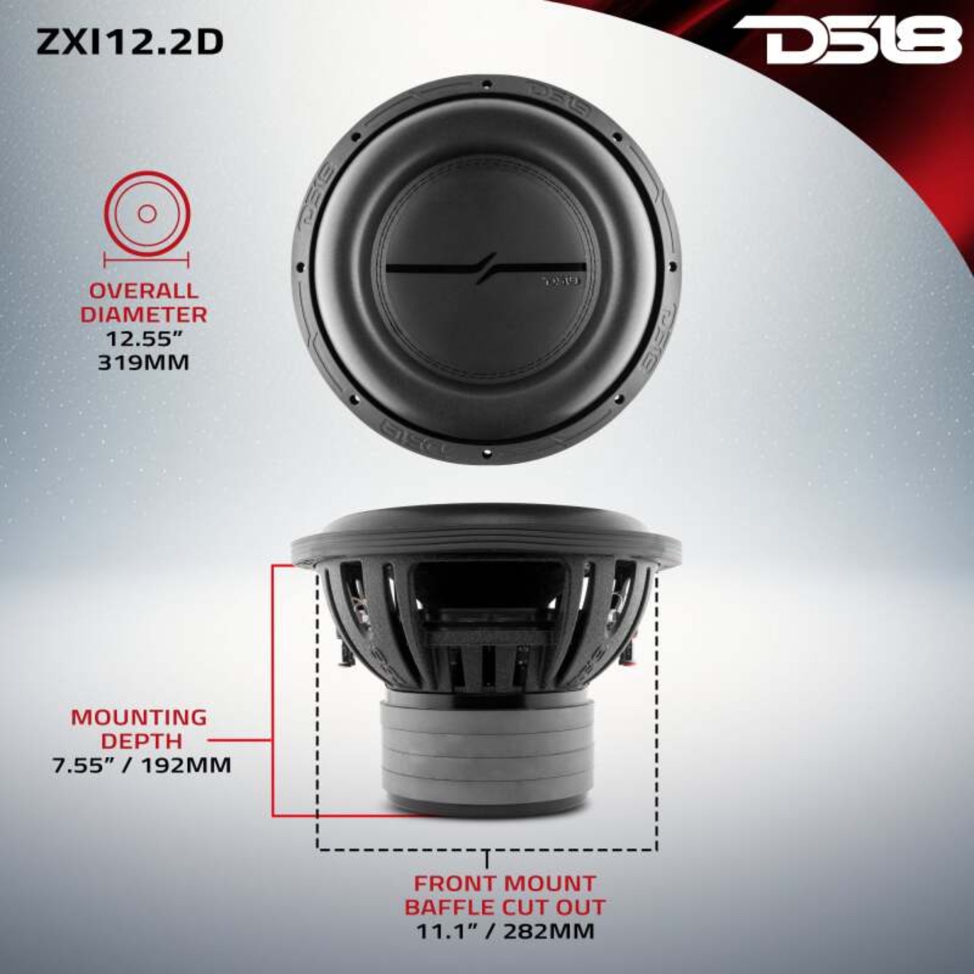 Picture of DS18 12in 1000 Watts RMS 2 ohm DVC High Excursion Subwoofer
