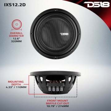 Picture of DS18 12in 800 Watts RMS 2 ohm DVC Shallow Mount Fiber Glass Subwoofer IXS Series