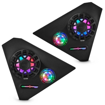 Picture of DS18 2015+ Polaris Slingshot Loaded Front Kick Panel w/ 2x NXL-IQ6/BK & 2x PRO-TW1LD Included w/LEDs