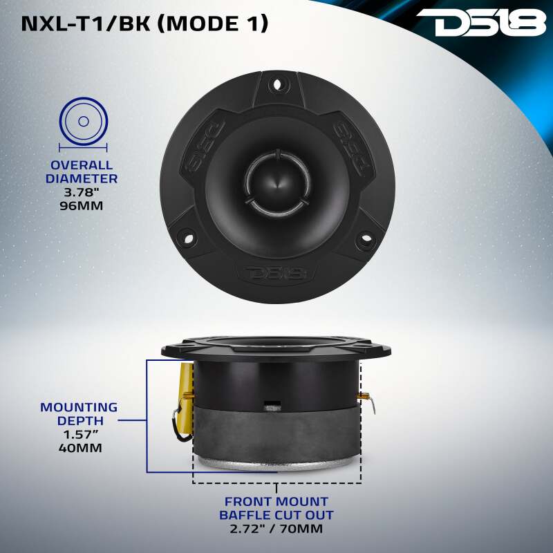 Picture of DS18 3.8in 120 Watts RMS 4 ohm 1in Aluminum Vc Super Bullet Tweeter Black