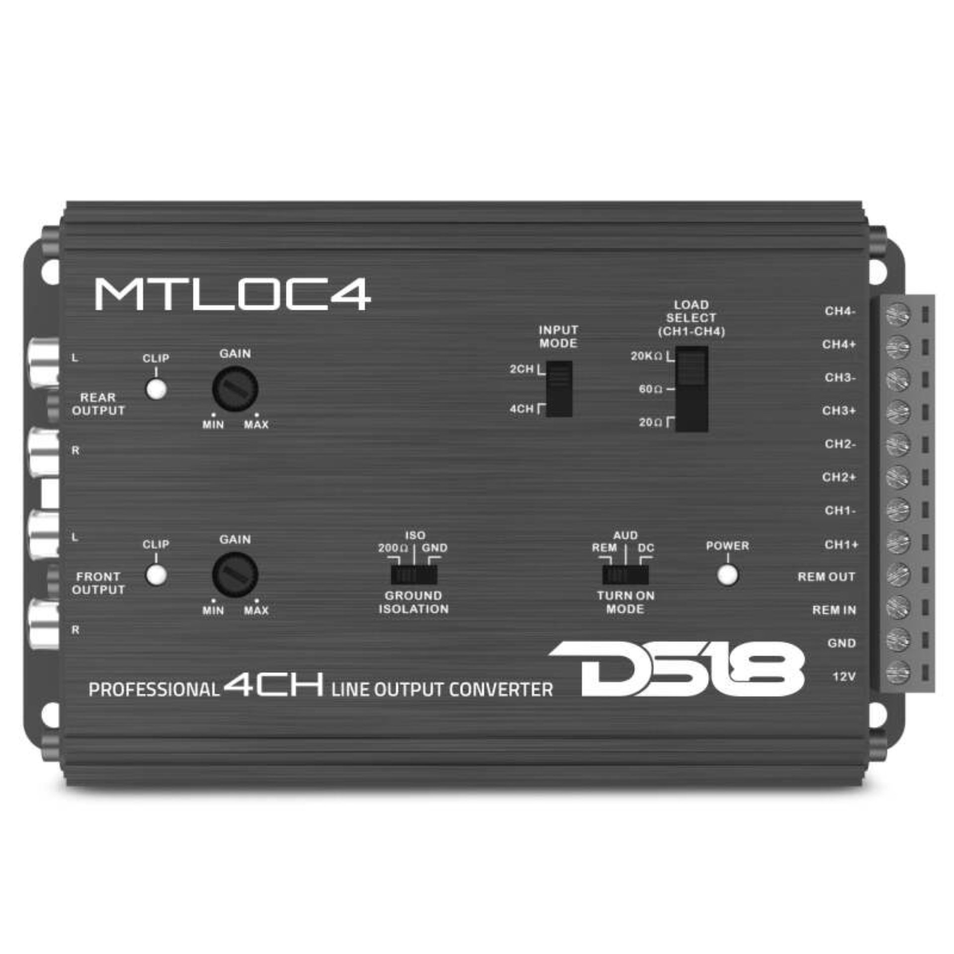 Picture of DS18 4-Chnl Speaker Emulator Remote Out Level Matching Controls LED Clip Indicator Hi/Low Converters