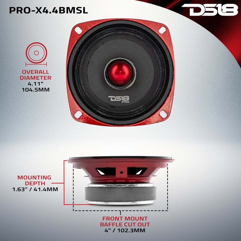 Picture of DS18 4in 100 Watts RMS 4 ohm Mid-Range Bullet Shallow Loudspeaker