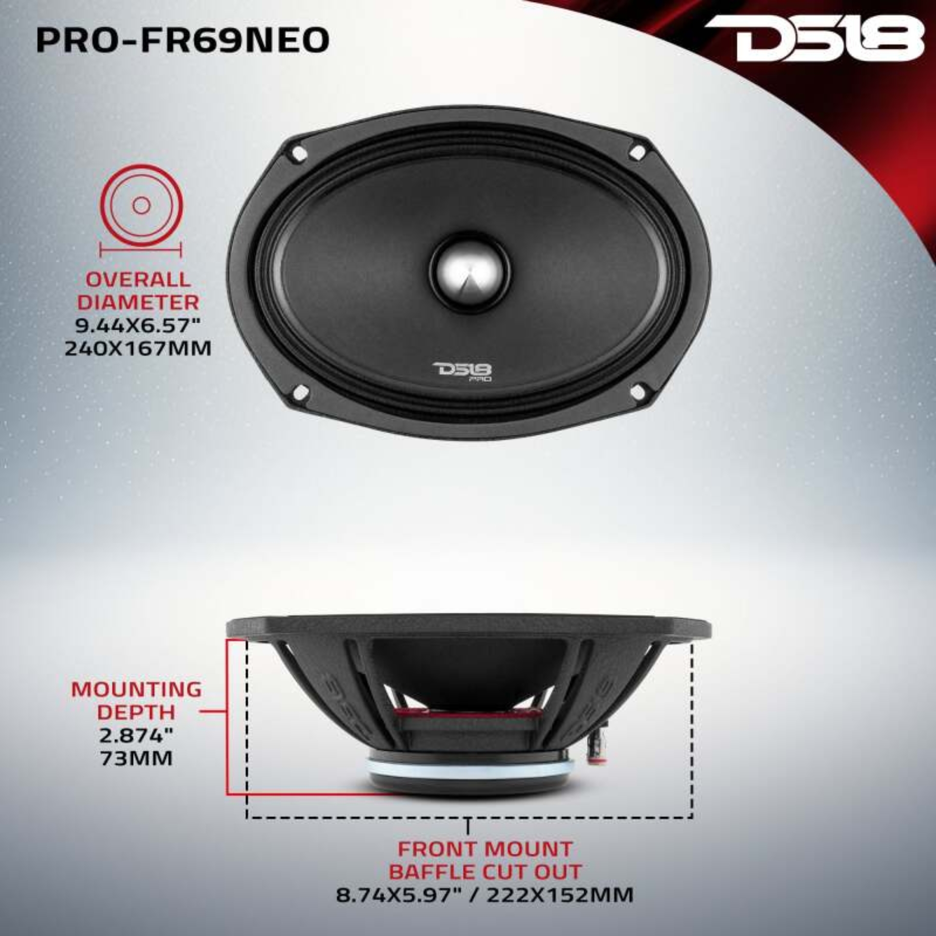 Picture of DS18 DSE PRO-FR Neodymium Full Range Bullet Loudspeakers - PRO-FR69NEO
