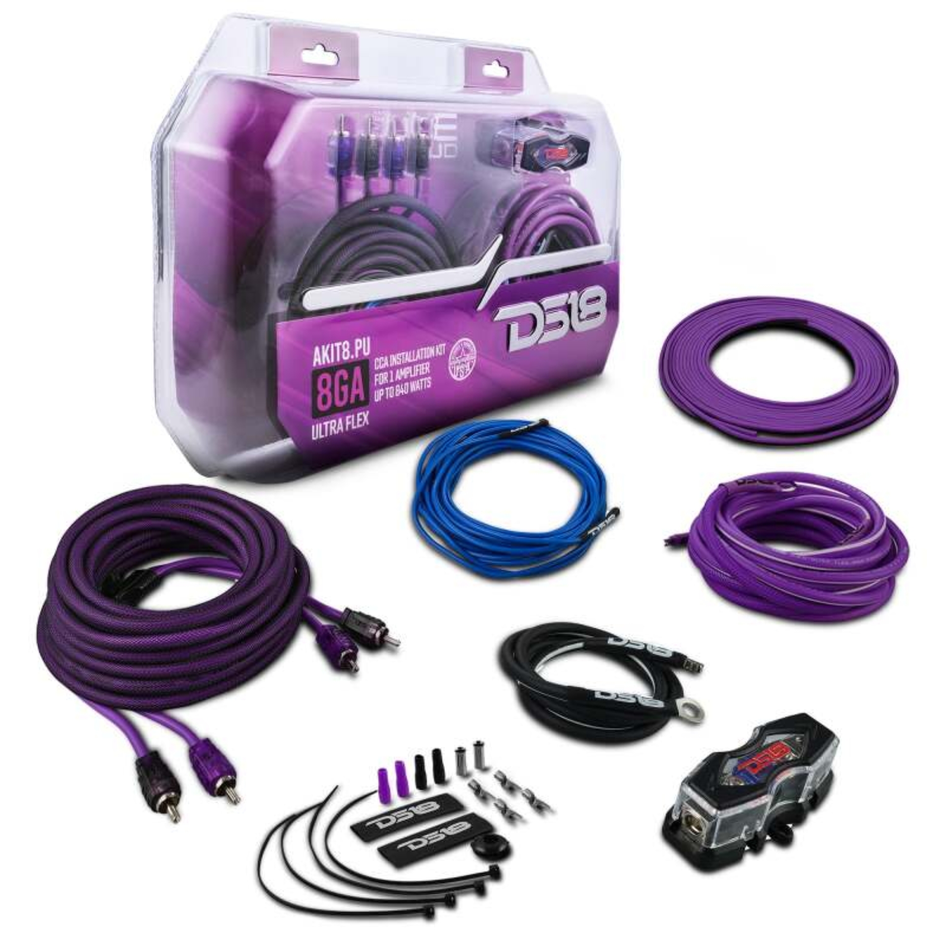 Picture of DS18 8-GA Amplifier Install Kit Advance- Purple
