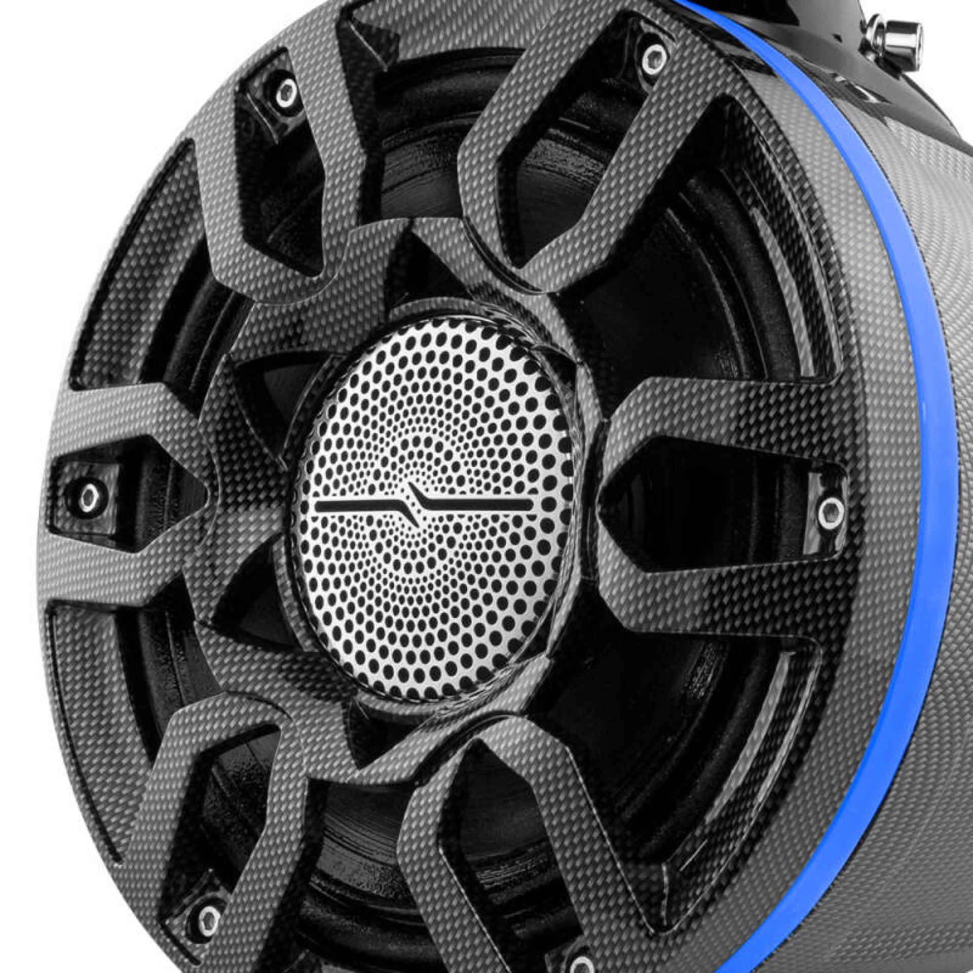 Picture of DS18 Compact Pro Towers 8in 250 Watts RMS RGB LEDs PRO-HY8.4B Included Cover Incl Black Crbn Fiber