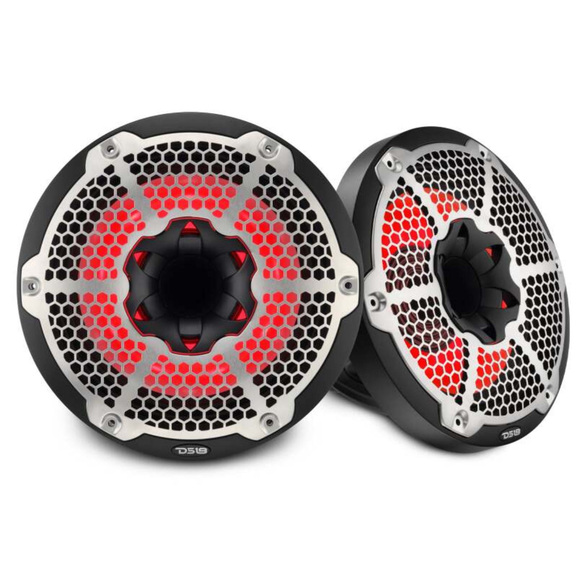 Picture of DS18 Hybrid Marine Speaker w/ Driver And RGB LEDs 10in 2-Way 450 Watts RMS 4 ohm Black w/ Cover