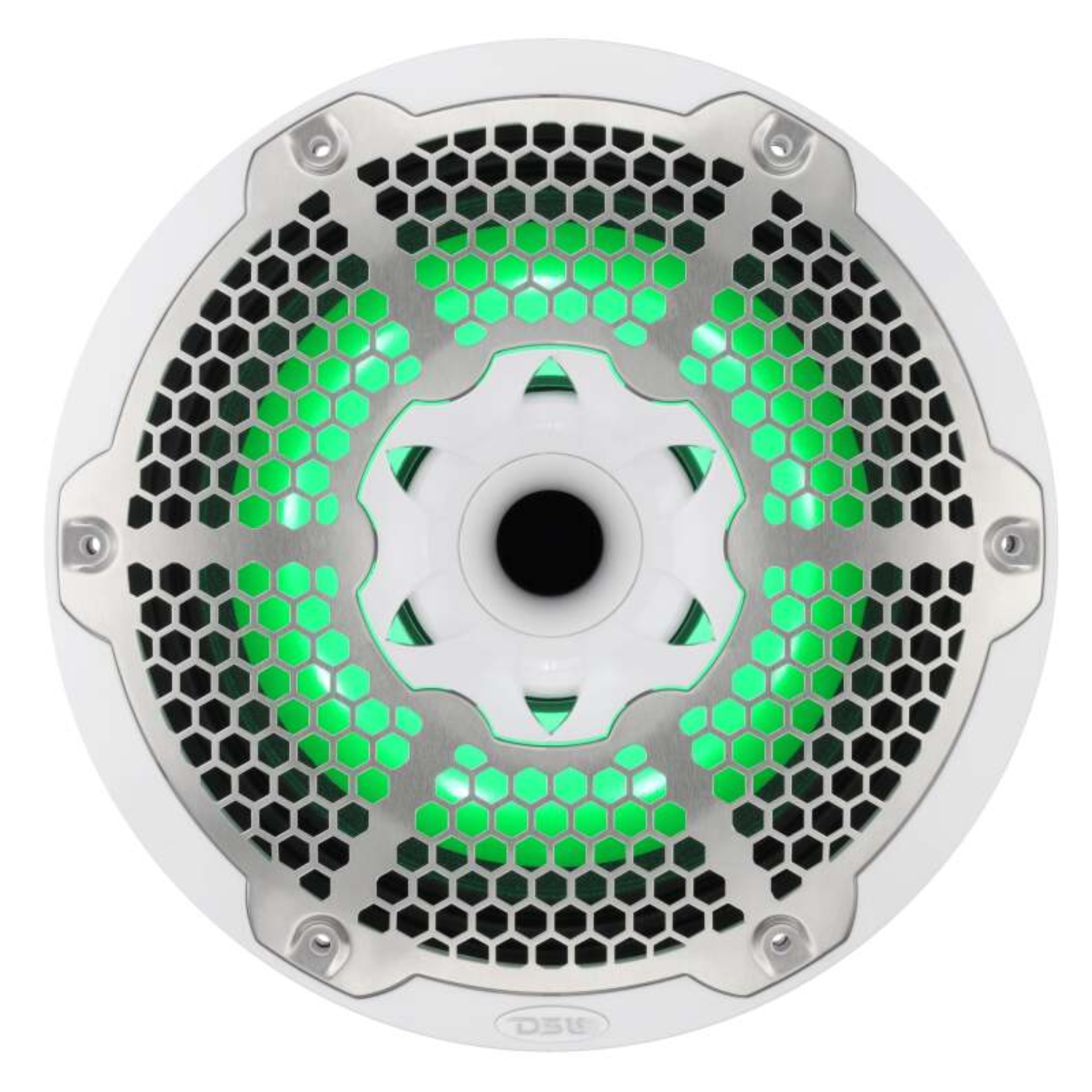 Picture of DS18 Hybrid Marine Speaker w/ Driver And RGB LEDs 10in 2-Way 450 Watts RMS 4 ohm White w/ Cover