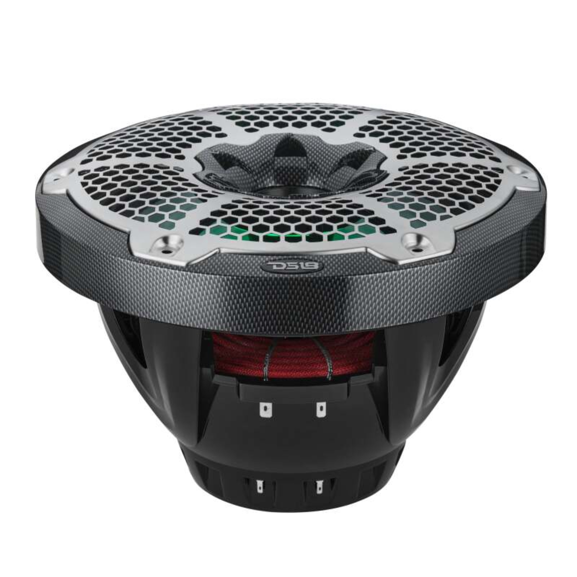 Picture of DS18 Hybrid Marine Speakers w/ Driver And RGB LED 10in 2-Way 450 Watts RMS 4 ohm Crbn Fiber w/ Cover