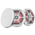 Picture of DS18 Hybrid Marine Speaker w/ Driver And RGB LEDs 6.5in 2-Way 250 Watts RMS 4 ohm White w/ Covers