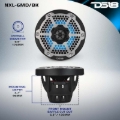 Picture of DS18 Hybrid Marine Speaker w/ Driver And RGB LEDs 6.5in 2-Way 250 Watts RMS 4 ohm Black w/ Covers