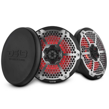 Picture of DS18 Hybrid Marine Speaker w/ Driver And RGB LEDs 8in 2-Way 350 Watts RMS 4 ohm Black w/ Covers