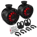Picture of DS18 Marine And Psports Compact Towers Flat And Pole Mount 6.5in 100 Watts RMS RGB LED Lights Black