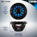Picture of DS18 NXL Series Coaxial Marine Speaker w/ RGB Lights 10in 2-Way 200Watts RMS 4 ohm Black w/ Cover