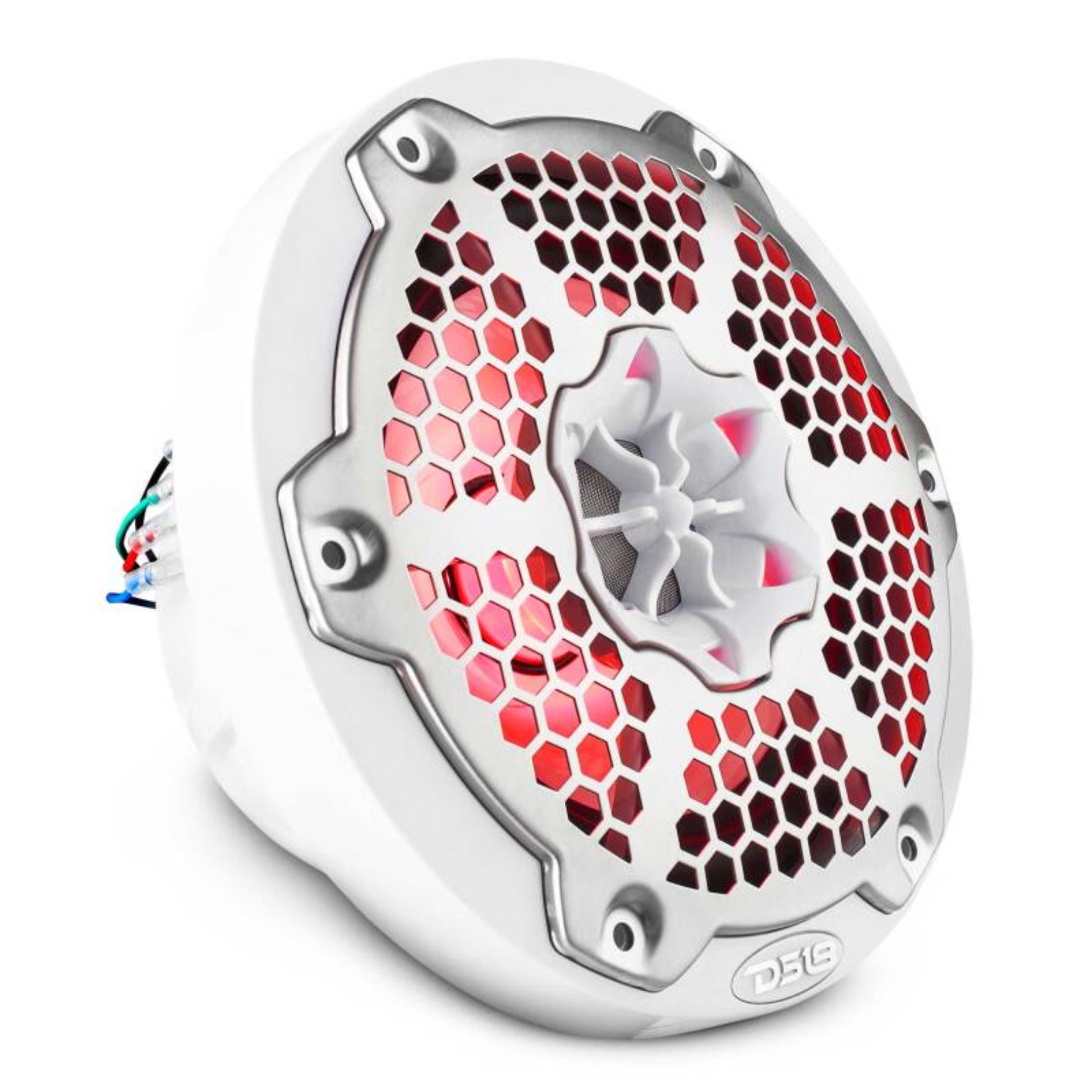 Picture of DS18 NXL-M Series Speaker w/ RGB LED Lights 6.5in 2-Way 100 Watts RMS 4 ohm White w/ Cover