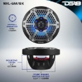 Picture of DS18 NXL-M Series Spkr w/ RGB LED Lights 6.5in 2-Way 100 Watts RMS 4 ohm Blk Grill Detached w/ Cover