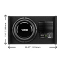 Picture of DS18 Single 10in Shallow Subwoofer & Enclosure 300 Watt RMS Downfiring Sealed Black Carpet Amplified