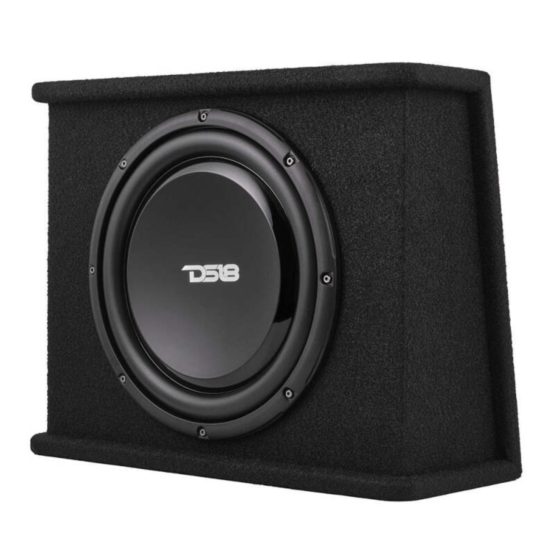 Picture of DS18 Single 12in Shallow Subwoofer and Enclosure 350 Watts RMS Amplified Sealed Black Carpet