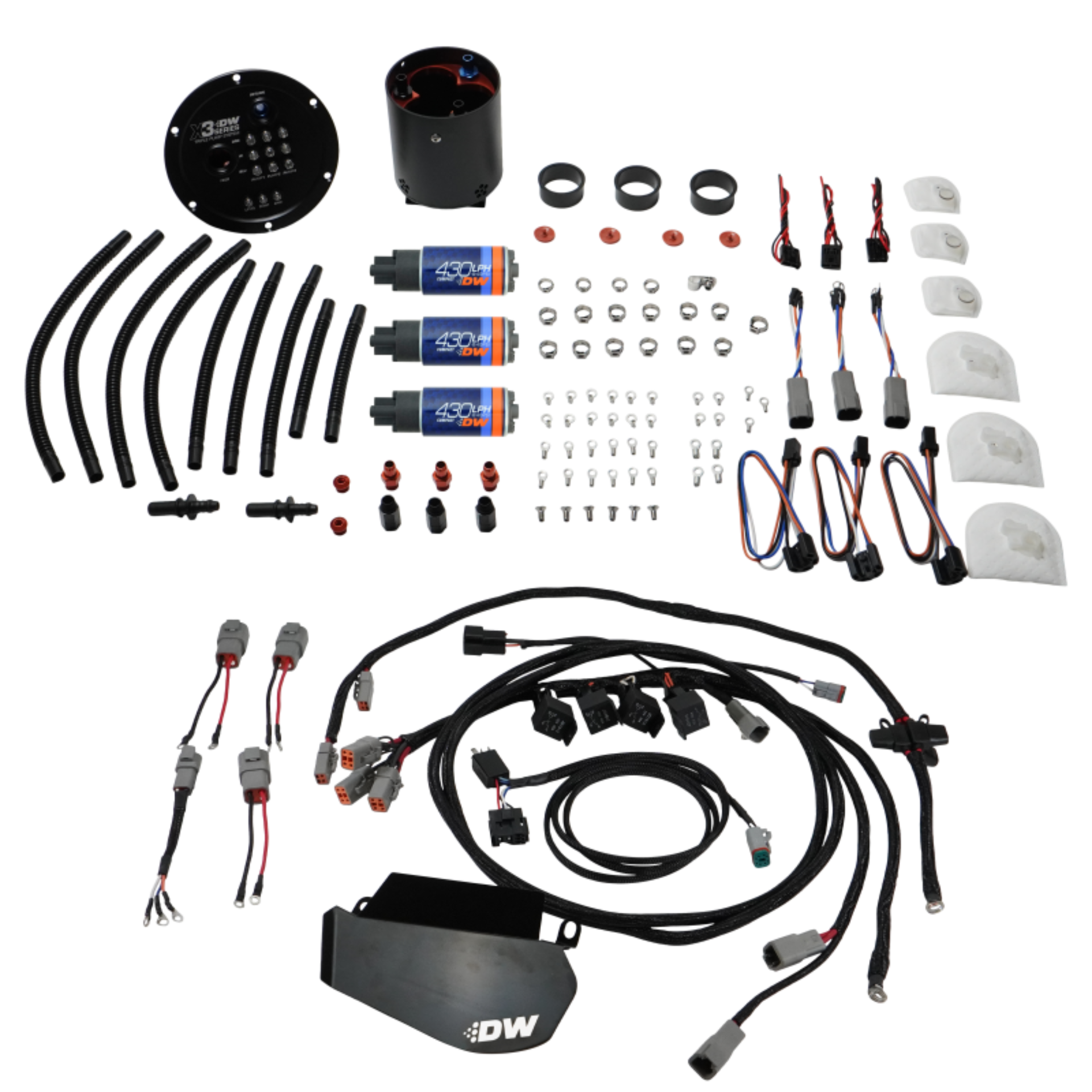 Picture of DeatschWerks 09-24 Nissan GT-R R35 X3 Triple Pump Module w/ DW430C Pumps and Plug and Play Harness