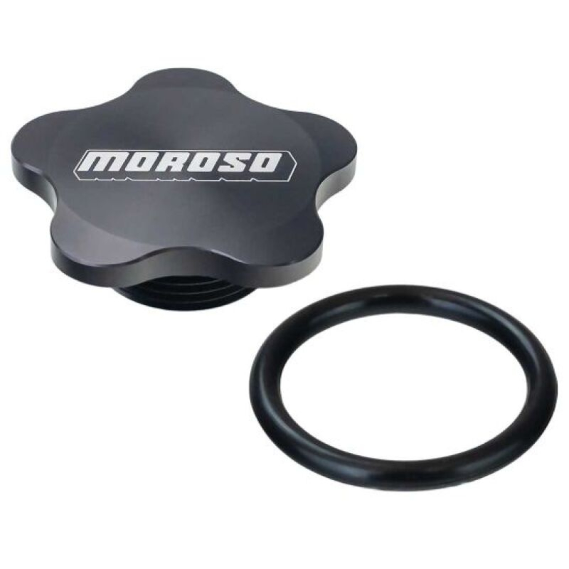 Picture of Moroso 1 3/8in-12 Thread Aluminum Filler Cap Kit - Black Anodized
